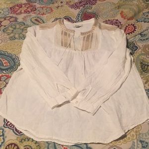 J. Crew white peasant blouse with embroidery